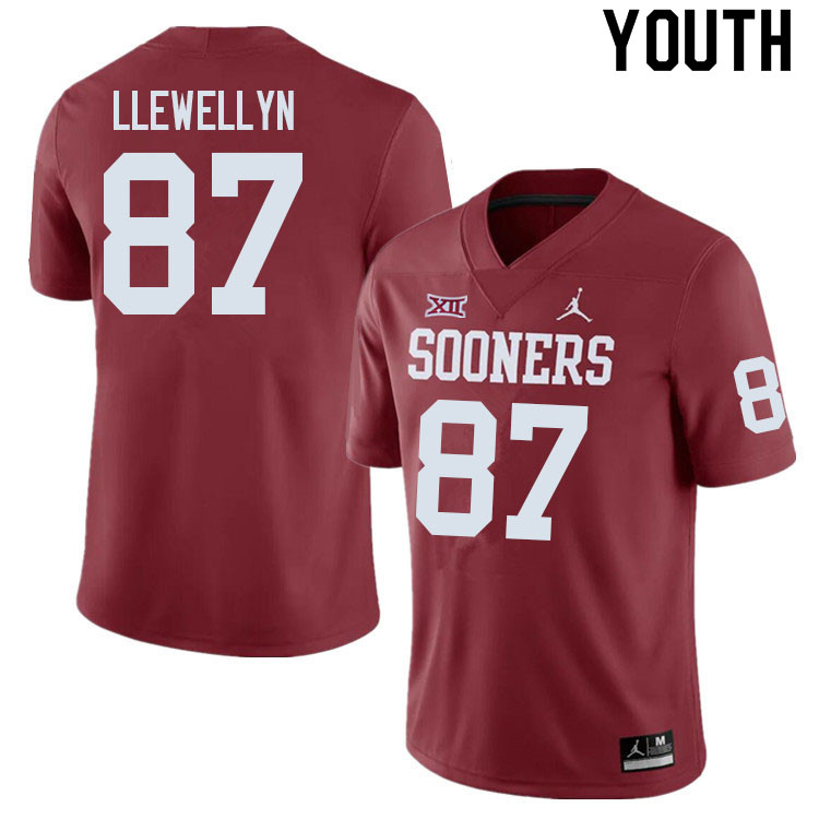 Youth #87 Jason Llewellyn Oklahoma Sooners College Football Jerseys Sale-Crimson